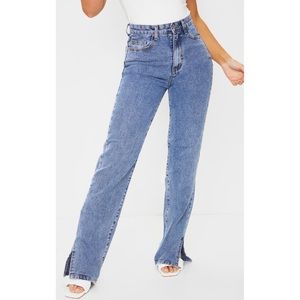 PLT high waist, wide, side split denim jeans sz10